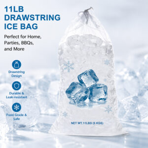 Reusable 11 Lbs Drawstring Plastic Ice Storage Bag