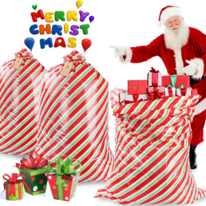 Red & Green Twill Pattern LDPE Christmas Gift Bags
