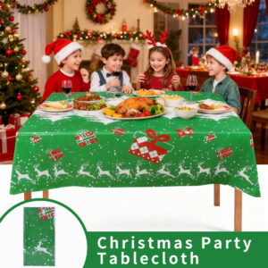 Green Christmas Plastic Tablecloth
