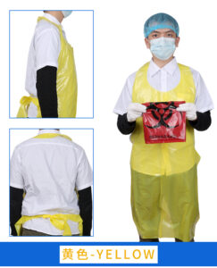 Disposable LDPE Plastic Aprons, Blue & Yellow