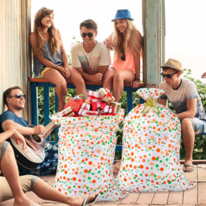 Polka Dot Drawstring LDPE Gift Bags with Tags