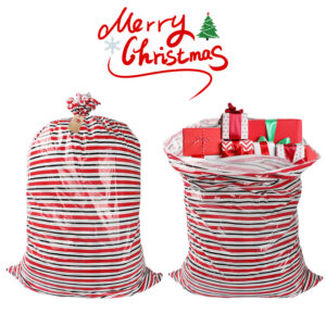 Red Black Grey Stripe Gift Bags with Cords & Tags