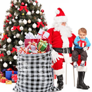 Black & White Buffalo Check Holiday Gift Bag